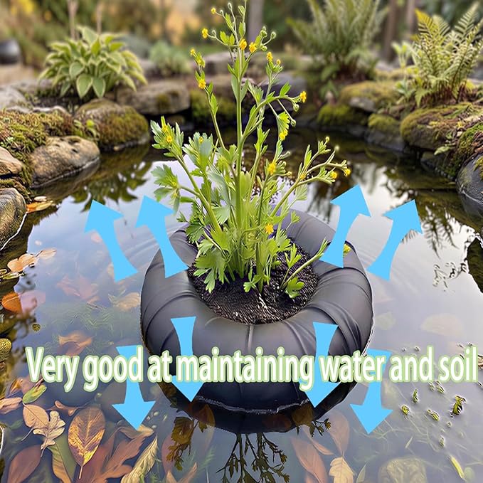 2 Pack Fabric Floating Plant Pot Floating Planters Baskets for Ponds Floating Island Pond planters Aquatic Plant Baskets Pond for Waterproof Aquatic Plant Flower Islands and Aquascape Decoration