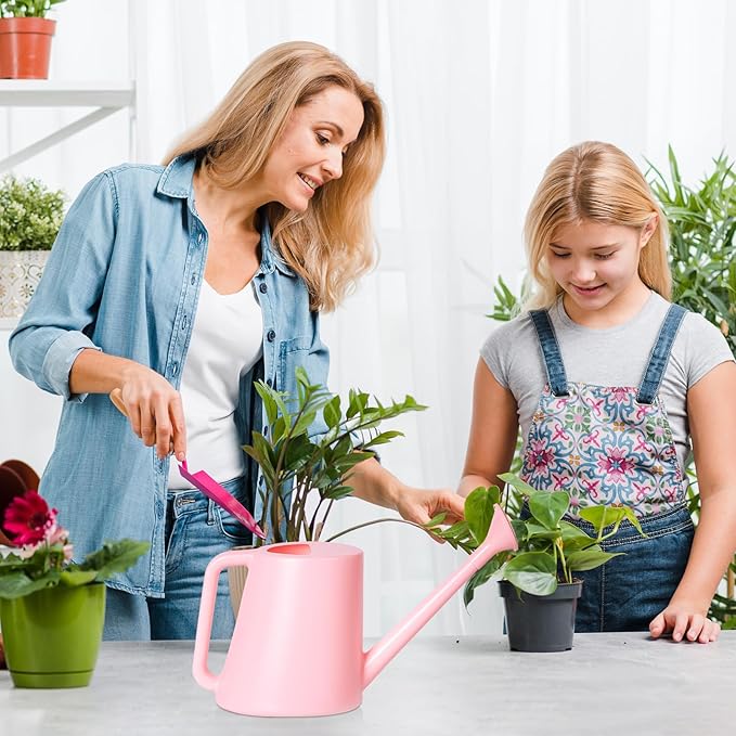 ZXJ Plant Watering Can - for Indoor and Outdoor Home Garden Plants - with Long Spout - Pink - 1/2 Gallon