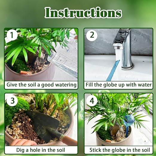 10 Pcs Self Watering Globes, Plant Watering Globes Automatic Watering Bulbs for Indoor Outdoor, Vacation Potted Plant Care Water Conservation Device (Blue)
