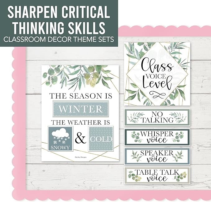 Hadley Designs Classroom Calendar Set Bulletin Board Decorations - Greenery School Calendar for Classroom Decor, Kindergarten Preschool Elementary Teacher Must Haves, Homeschool & Daycare Essentials