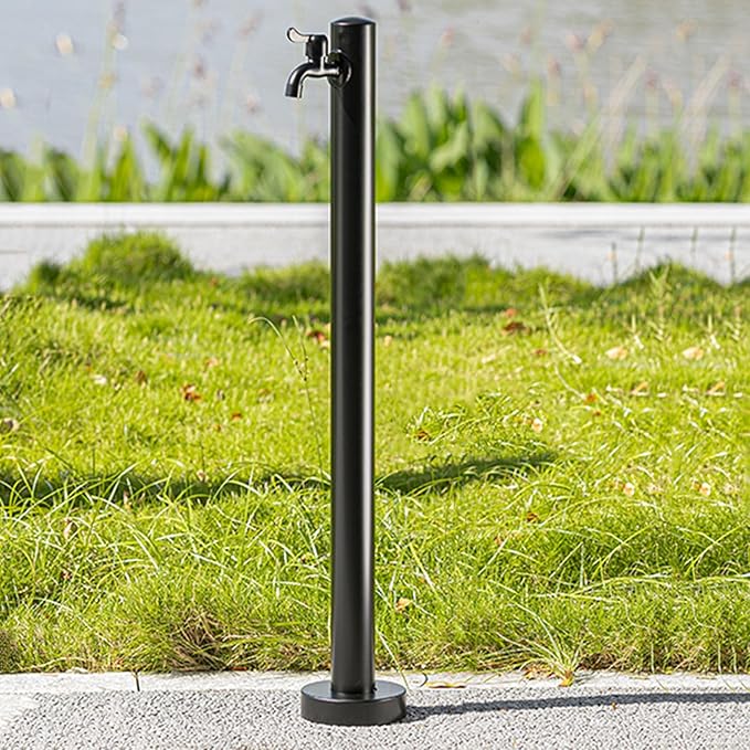 Stainless Steel Garden Water Column - Outdoor Hose Holder & Faucet, Durable Metal Water Pipe Extension, Stylish Dispenser Hydrant Fountain Feature (95CM)
