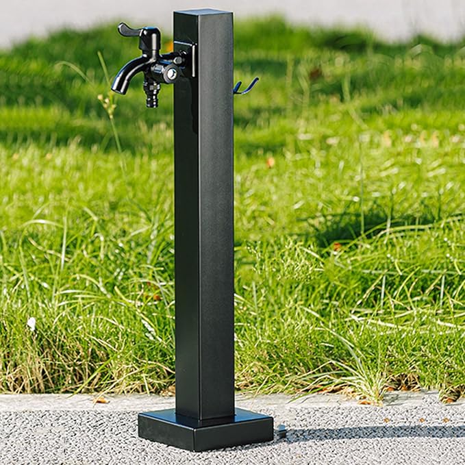 Stainless Steel Garden Hose Holder with Faucet, 60CM Water Column Stake, Durable Metal Water Pipe Extension for Outdoor Fountain Hydrant Dispenser