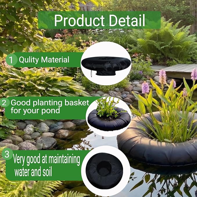 2 Pack Fabric Floating Plant Pot Floating Planters Baskets for Ponds Floating Island Pond planters Aquatic Plant Baskets Pond for Waterproof Aquatic Plant Flower Islands and Aquascape Decoration