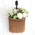 Woven Hanging Wicker Basket for Front Door, Handmade Rattan Hanging Wall Baskets for Garden Farmhouse Home