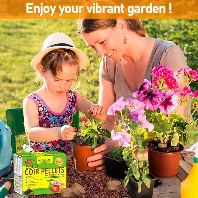 Legigo 50 Pcs 30mm Coco Coir Pellets Seed Starter Soil Mix- Organic Coconut Coir Potting Soil Pods for Seedling, Coco Peat Soil Discs for Indoor & Outdoor Plants Bonsai Herbs Vegetables and Flowers