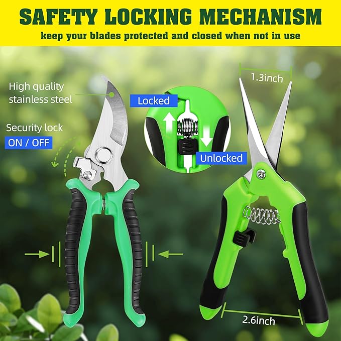 EWPJDK 4 Pack Garden Pruning Shears, Stainless Steel Garden Shears, Gardening Shears, Garden Scissors, Clippers, Pruning Snips, Pruning Shears for Gardening Tools (Multi-color)