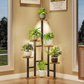 Yzosvki Corner Plant Stand Indoor with Grow Lights, 6 Tiered Corner Plant Shelf Flower Stand for Multiple Plants, Plant Shelves Organizer Rack for Living Room, Balcony, Patio, Round Rustic Brown