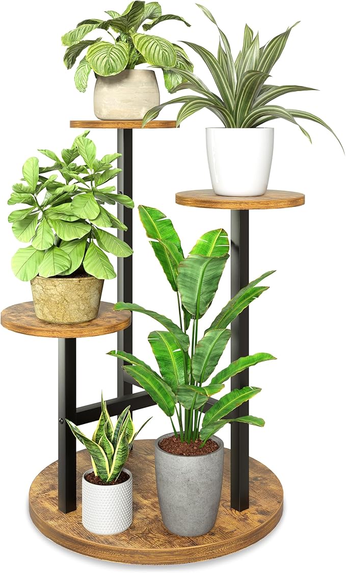 3 Tiered Tall Plant Stand, Wood Plant Shelf Corner Flower Pot Stands, Heavy Duty Plant Shelf for Living Room Balcony Garden Patio