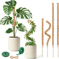 4 Pack Moss Pole, 2 Pack 28" & 2 Pack 48" Bendable Monstera Plant Support, Plant Stakes for Climbing Indoor Plants, Coco Coir Moss Pole for Potted Plants, Pothos, Philodendron