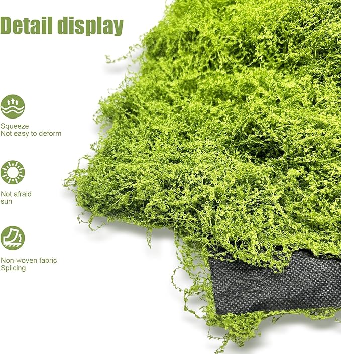 Artificial Green Moss Mat, Carpet Grass Wall with Base Fabric 39.37 * 39.37 inch Fake Moss for Crafts, Faux Moss for Plants Indoor Green Faux Grass for DIY Table Centerpieces Floral Wedding