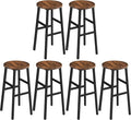 MAHANCRIS Bar Stools, Set of 2 Round Bar Chairs with Footrest, 28 Inch Kitchen Breakfast Bar Chairs, Industrial Bar Stools, Easy Assembly, for Dining Room, Kitchen, Rustic Brown BAHR02701 (Pack of 3)