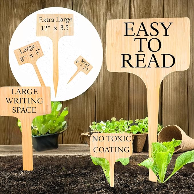 100 Pcs Large 8" Tall Garden Markers Label Plant Signs Easily Identify Plants