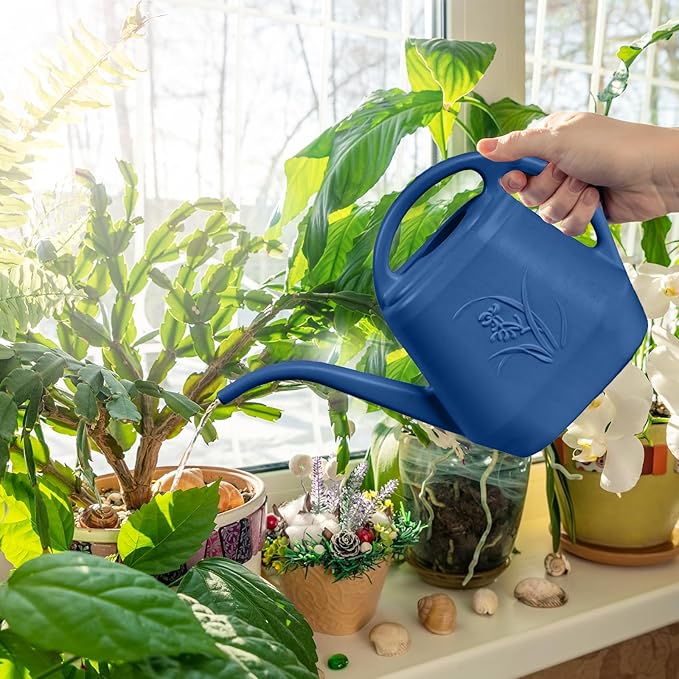 Hand Watering Can - for Home Plant Garden - 1/2 Gallon - Blue