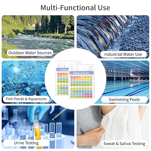 JINGIHE pH Test Strips 0-14, 200 Strips Universal Litmus Paper, pH Tester with Storage Case for Urine Aquarium Saliva Soap Food Liquids Water with Soil Testing Lab Monitoring