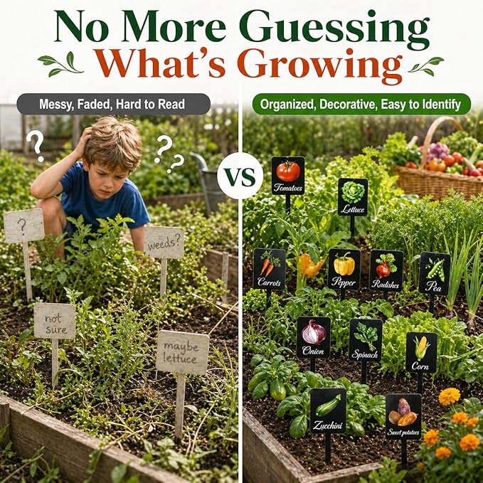 20Pcs Garden Signs for Vegetables 20 Styles Garden Markers for Vegetables Outdoor Garden Labels Markers Waterproof Reusable Plant Stakes Tags with Names for Vegetable Indoor Outdoor Decoration