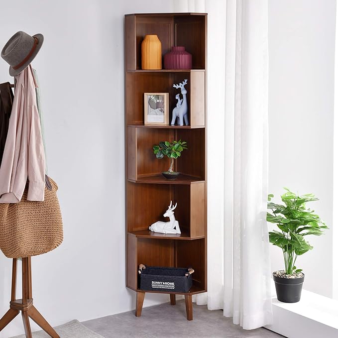5-Bookcase Industrial Cube Shelf Corner Bookshelf Display Storage Tall Multifunctional Stand for Home Office Living Room Decoration…