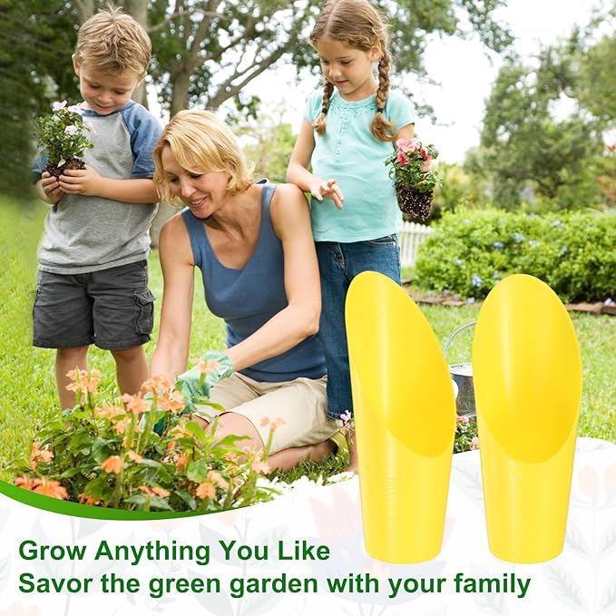 M METERXITY 6-Pack Bonsai Soil Scoops, Plastic Garden Soil Scoops Bucket Shovel Potting Scoopers for Transplanting/Flower Planting/Plant Succulent, Colorful Small Gardening Tools [Yellow]
