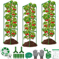 3 Packs Fiberglass Tomato Cages for Garden, 56 Inch Tall Tomato Plant Support, Adjustable Tomatoes Stakes Plant Climbing Trellis for Garden Vegetables Fruits, Tomatoes Support Cages with Clips