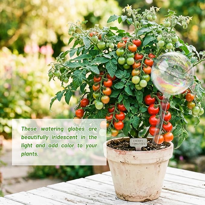 6 Pack Plant Watering Globes,Iridescent Rainbow Glass Self-Watering Bulbs,Large Watering Globe Planter Insert for Indoor & Outdoor Plants,DIY,Flowerpot,Hanging Plants,Home Garden