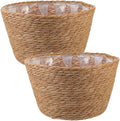 BESPORTBLE 2Pcs Hand Made Woven Flower Basket Durable Straw Decorative Planter Baskets for Home and Storage Classic Texture Design