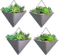 LaLaGreen Wall Planters for Indoor Plants - 4 Pack, 12 Inch Large Self Watering Gray Geometric Hanging Flower Vase Vessel with Metal Hanger, Modern Stylish Wall Mounted Succulent Pot Holder Decor