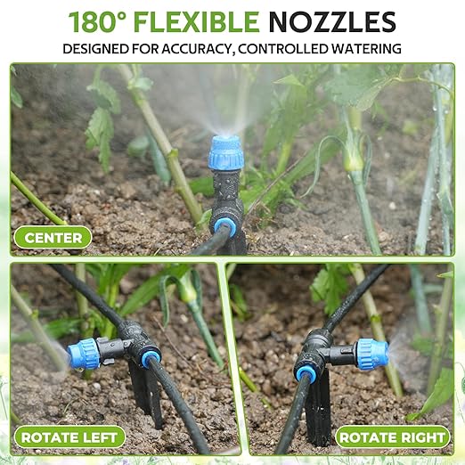 HIRALIY 59FT Greenhouse Misting Drip Irrigation Kit with Water Timer, Quick Connector Design Garden Watering System, Automatic Irrigation System with Tubing, Nozzles for Hanging Plants, Raised Bed