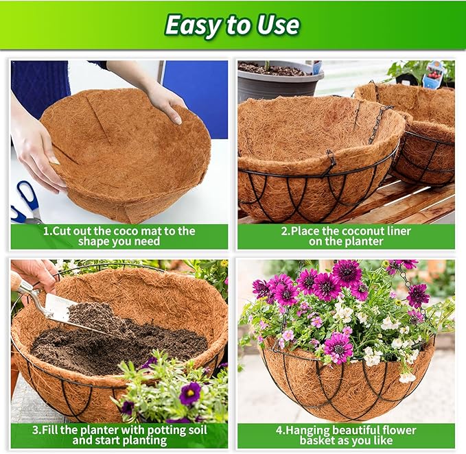 Legigo 16X120 Inch Natural Coco Liner Roll, Coconut Liners for Planter Window Box Hanging Basket, Coconut Coir Roll Coco Fiber Mat for Garden Decoration DIY Moss Poles Pet Pad Reptiles Carpet