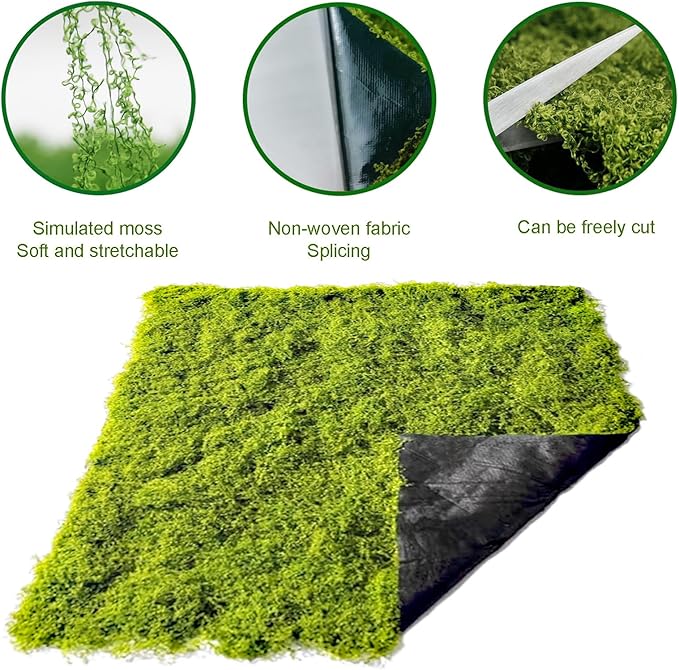Fake Moss for Crafts 39.37" x 39.37" Faux Moss for Plants Indoor Artificial Moss for Decorating Green Faux Grass for Planters Crafts DIY Table Centerpieces Fairy Garden Floral Wedding 100 x 100cm