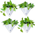 LaLaGreen Wall Planters for Indoor Plants - 4 Pack, 12 Inch Large Self Watering White Geometric Hanging Flower Vase Vessel with Metal Hanger, Modern Stylish Wall Mounted Succulent Pot Holder Decor