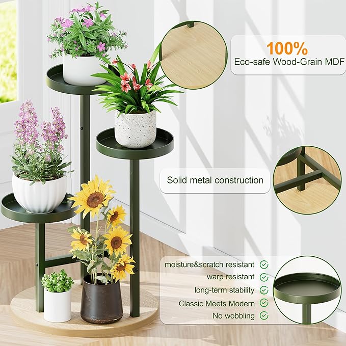 3 Tiered Tall Plant Stand for Multiple Plants Corner Display Rack Tiered Flower Stand Plant Table for Living Room Balcony Garden Patio