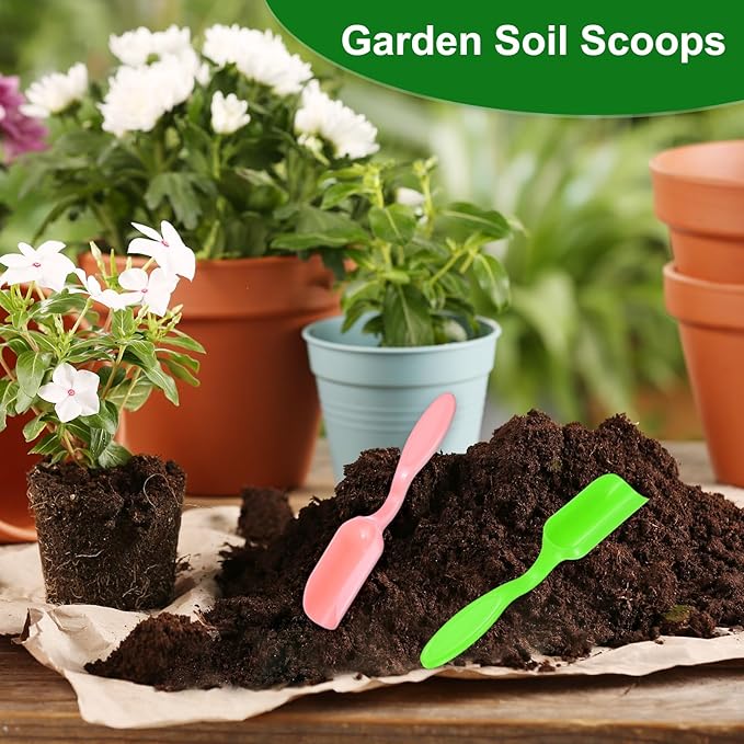 M METERXITY 10-Pack Mini Gardening Shovel Spoons, Plastic Garden Soil Scoops for Cultivation Digging Transplanting/Flower Planting/Plant Succulent, Colorful Small Gardening Tools [Pink, Green]