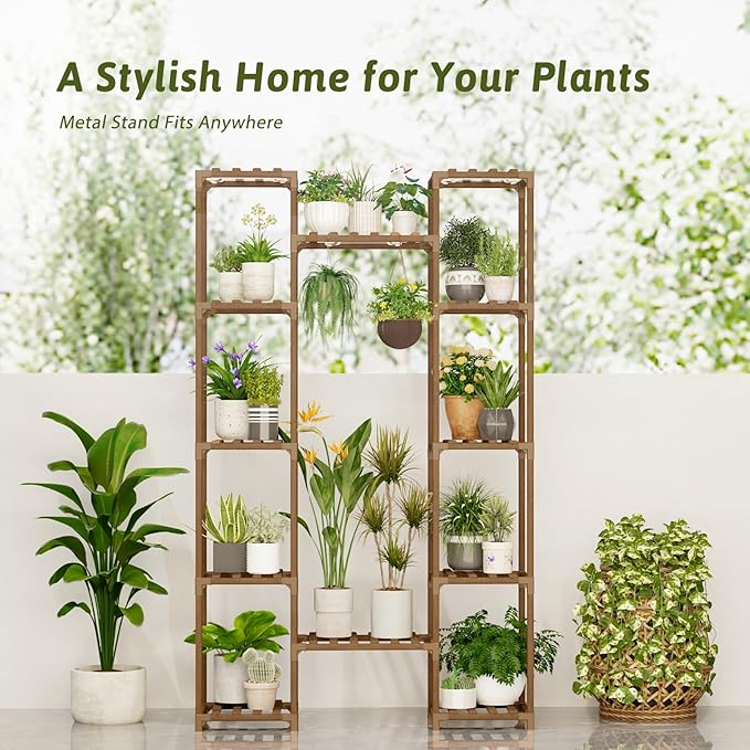 GENTINGBRO Plant Stand Indoor with Grow Lights for Indoor Plants 62.2'' Tall Plant Shelf 12 Tiers Sturdy Plant Rack for Plants Dispaly for Living Room Garden Patio Decor