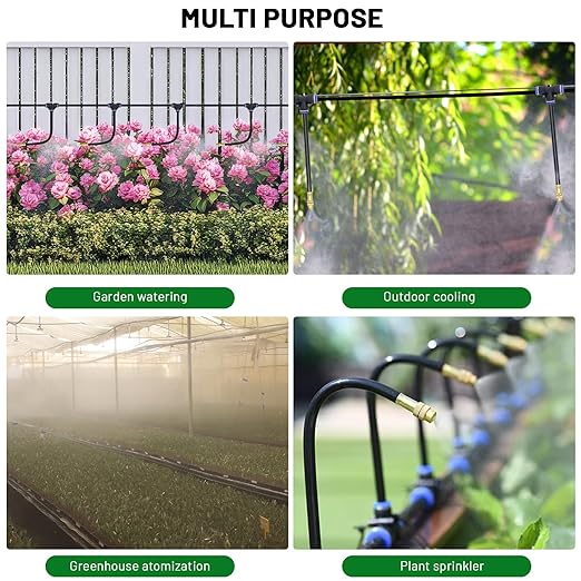 Thiswing 360° Adjustable Drip Irrigation System - 20 FT Garden Watering System with 5 Nozzles, Raised Bed Sprinkler System, Garden Mister for Yard, Lawn, Plants, 5/16" Tubing