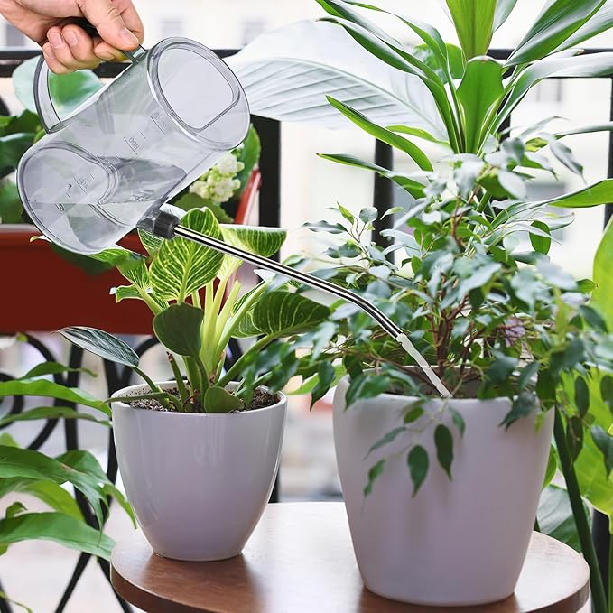 Plastic Watering Can - with Long Spout - 1/4 Gallon - 34 Oz - Whte