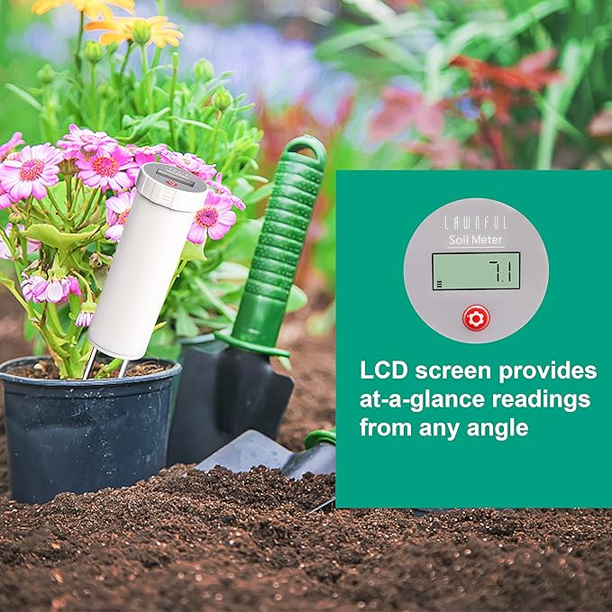 Digital Soil pH Meter, Industrial Grade Soil pH Tester with Calibration-Free LCD Display, High Accuracy Soil pH Pen, Soil pH Monitor for Garden, Lawn, Plant (White)