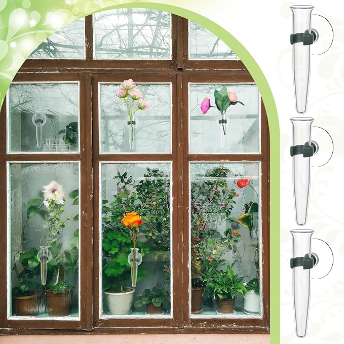 10 Pcs Window Propagation Stations Plant Propagation Tubes with Suction Cups Window Floral Water Tubes Easy to Install Clear Wall Hanging Terrarium Gifts for Plant Flower Lovers