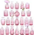 TBWIND Pink Glass Bud Vase Set of 24, Small Flower Vases for Centerpieces in Bulk, Mini Vintage Vase for Wedding Decor, and Home Table Décor