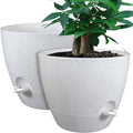 UOUZ 12inch 2Pack Large Self Watering Planters, Plastic Plant Pots with 60oZ Removable Deep Reservoir and Multi Mesh Drainage Holes for Indoor Outdoor Garden Plants and Flowers, White Speckles
