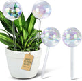 Soilagua Large Extra-Thick Clear Glass Plant Watering Globes, Rainbow Gradient Self Watering Devices for Indoor & Outdoor Plants, Automatic Waterer Spikes, Perfect for Daily or Vacation Use, 4-Pack