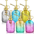 Sliner 6 Pack Glass Plant Mister Spray Bottles 7.7" Tall Glass Water Spray Bottle 12.2 oz Hand Pump Sprayer Fine Mist Watering Can with One Hand Top Pump for Indoor & Outdoor Houseplants(Golden)