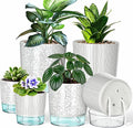 Self Watering Pots for Indoor Plants, 4/5.5/6.3 Inch Plant Pots Indoor Outdoor with Drainage Holes, Deep Reservoir, Plastic Self Watering Flower Pots