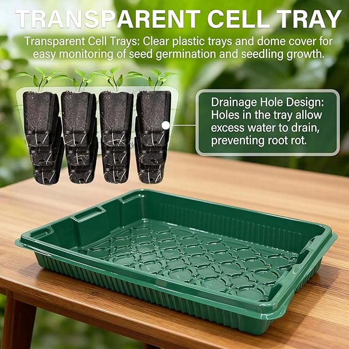 Seed Starter Tray with Grow Light, 2 Pack - 80 Cells Indoor Seeding Kit with Adjustable Humidity Dome, 10 Brightness Levels & Timer & Soil Hygrometer & Seedling Tools, All-in-readiness Seeding Kit