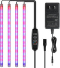 iPower LED Plant Grow Light Strips Full Spectrum with 3 Timing Modes, 10 Dimmable Levels 48 LEDs Per Tubes, Sunlike Grow Lamp for Hydroponics Succulent, 4 Tubes, Red & Blue