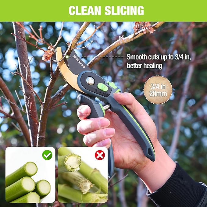 WORKPRO Bypass Pruning Shears, 9" Professional Garden Shears, Premium Steel Garden Clippers, Titanium Coated Garden Tool, Cuts Up to 3/4 Inch