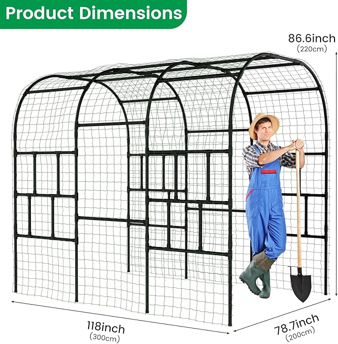 SUNYRISY 118" x 80" x 87" Extra Large Garden Arch Trellis for Climbing Plants Outdoor, Tall Archway Garden Gazebo Heavy Duty Metal Plant Support Outdoor for Grape Vine Cucumber Flower