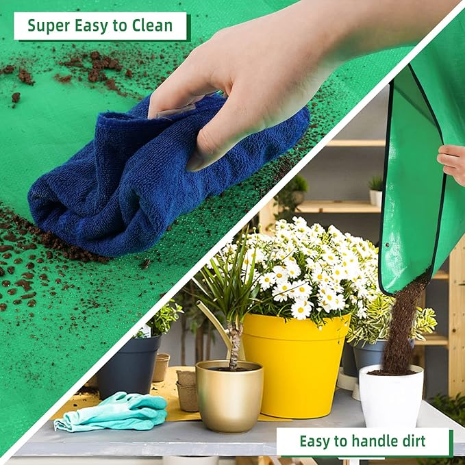 HNXTYAOB Extra Large Waterproof Potting Mat for Indoor Plants Transplanting and Dirt Control, Square Repotting Mat Portable Succulent Potting Tray Gardening Gift for Plant Lovers (39.5"x39.5")