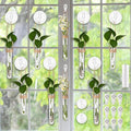 Baderke 9 Pack Clear Window Propagation Stations Plastic Window Planter with Suction Cups & Traceless Nails, Propagated Plant Holders with Bottle Brush, Hanging Vases Terrarium Gift (5.5''& 5"& 3.7'')