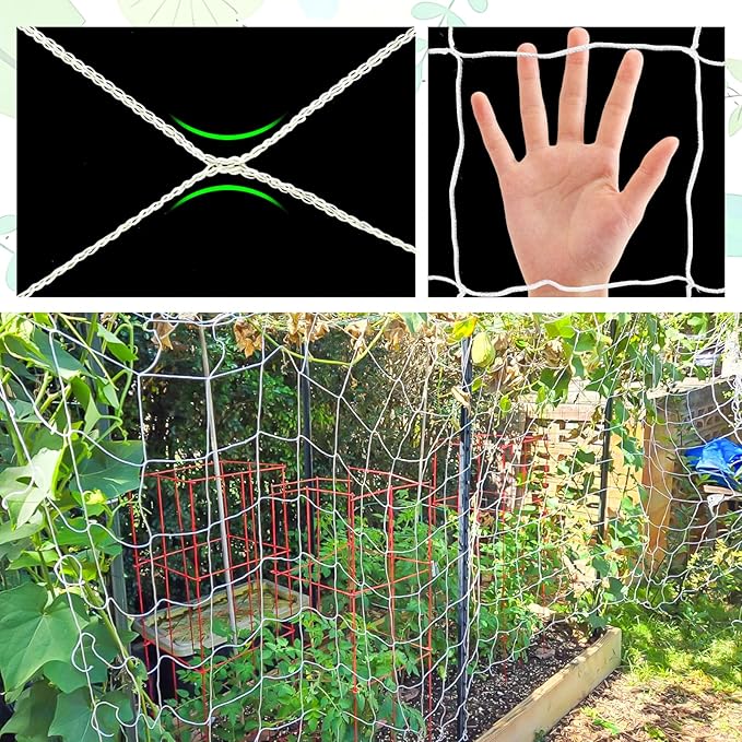 2 Pcs 6x15FT Garden Plant Trellis Netting,Heavy-Duty Grow Net Polyester Square Mesh Nets for Climbing Plants Fruits Vegetables Vines