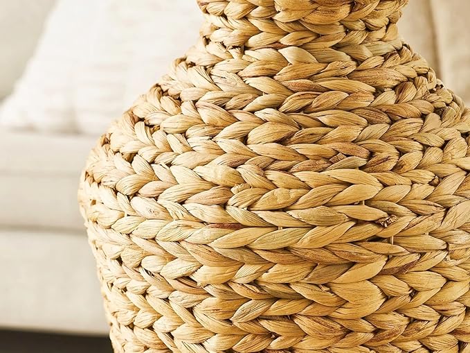 Natural Water Hyacinth Floor Vase, 22 Inch Tall Large Woven Basket for Dried Flowers, Boho Decorative Planter for Living Room, Farmhouse Entryway Home Decor,Bohemian vase