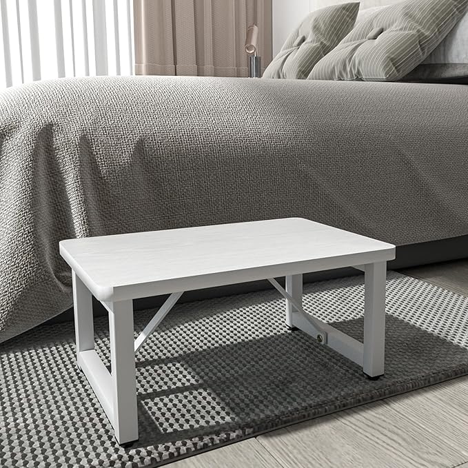 SZLHANJZ Step Stool, Small Step Stool for Adults, Wood and Metal Foot Stool, One Stepping Stool for Bedside Sofa Side, 400 LBS Load Heavy Duty Step, White